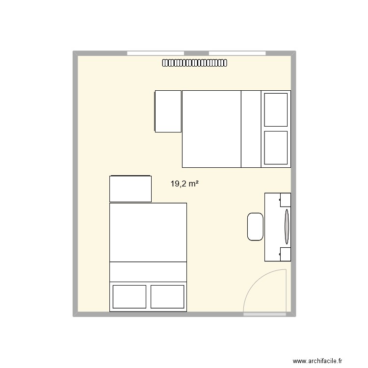 chambre_1. Plan de 1 pièce et 19 m2