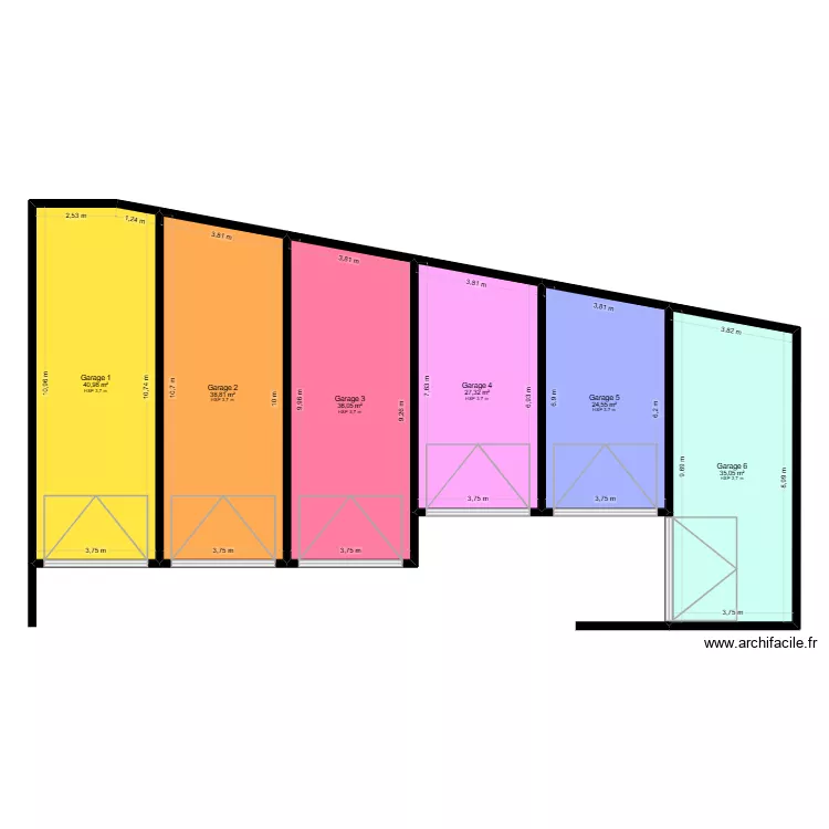 Garage Commentry. Plan de 6  et 203 m²