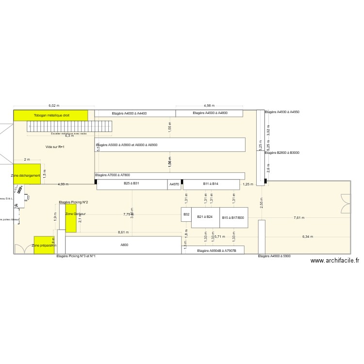 Plan RDC Entrepôt pièces SCIME. Plan de 1 pièce et 233 m2
