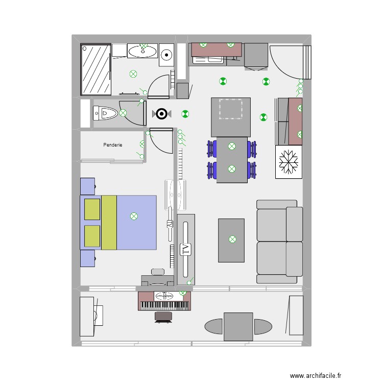 St Hilaire Eclairage. Plan de 8 pièces et 42 m2