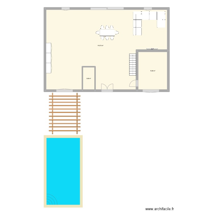 RP hils. Plan de 3 pièces et 136 m2
