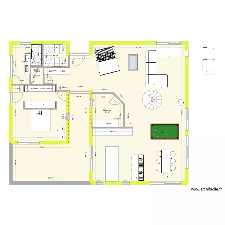 MAISON extension. Plan de 6  et 189 m²