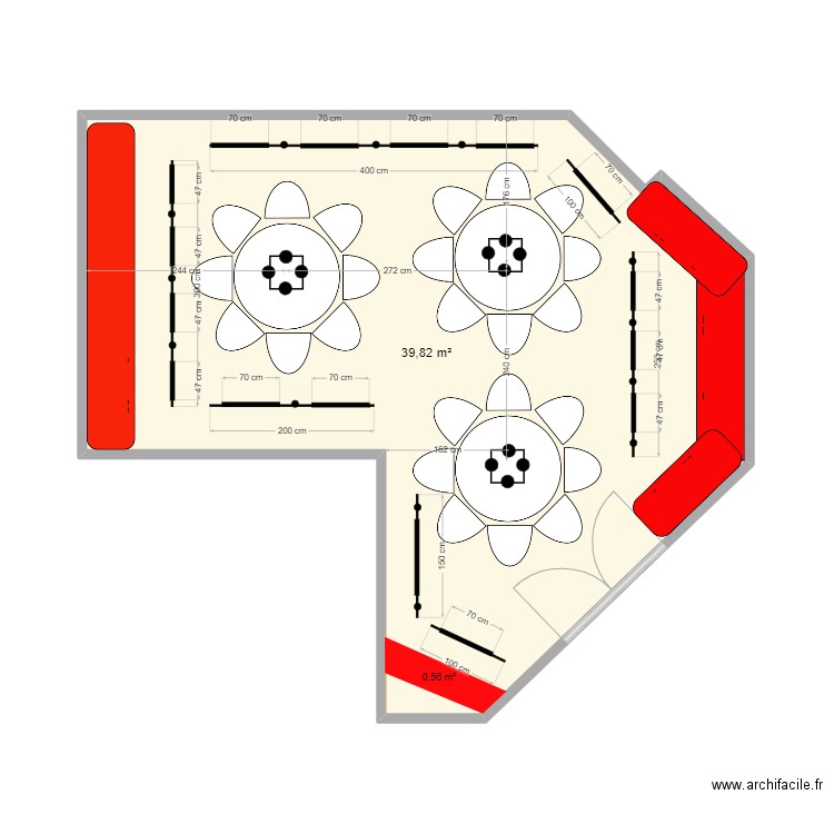 burasheed. Plan de 1 pièce et 40 m2