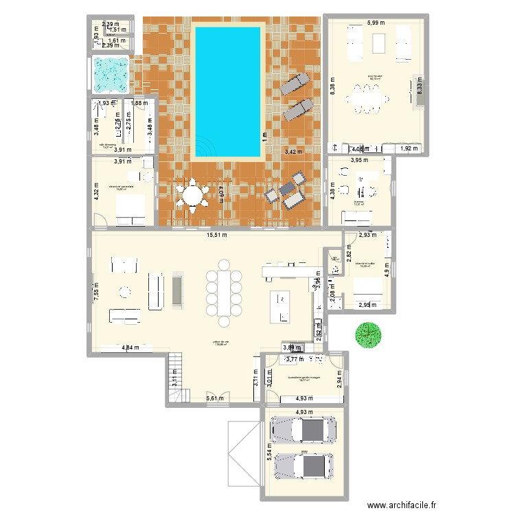 notre maison. Plan de 15 pièces et 417 m2