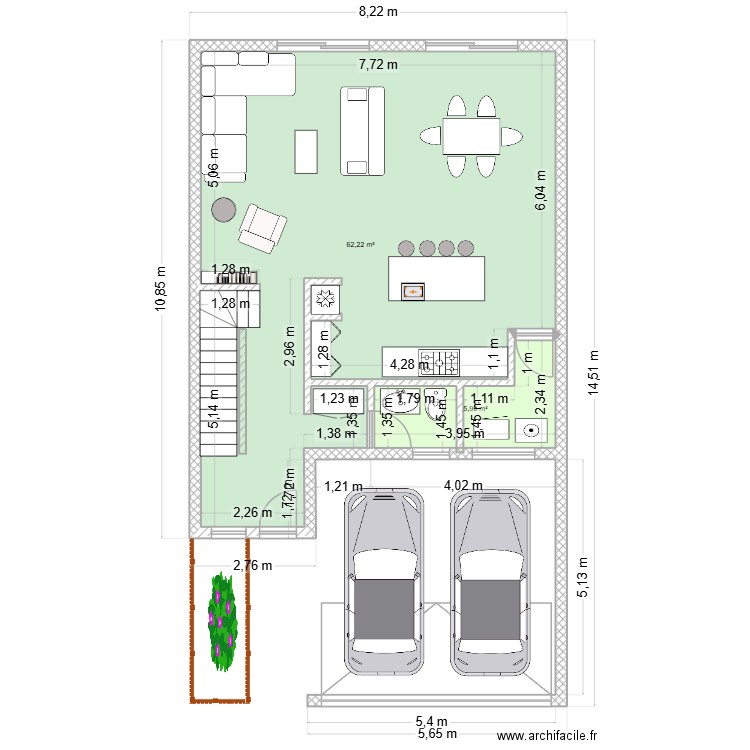 PLAN CAPUZZI. Plan de 2 pièces et 68 m2