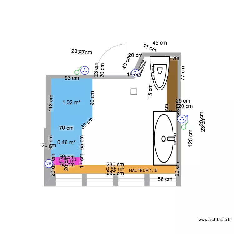 SDB CHATENOIS VIDE. Plan de 
