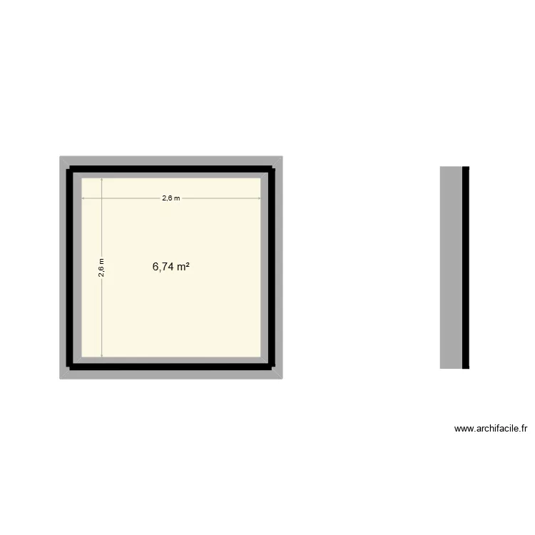 cadre frontal cabine beton. Plan de 1  et 7 m²