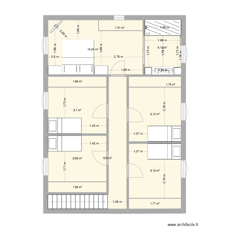 maison brens etage. Plan de 12 pièces et 77 m2