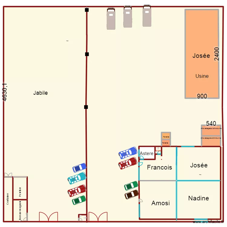 Jos&eacute;e2. Plan de 13  et 635 m²