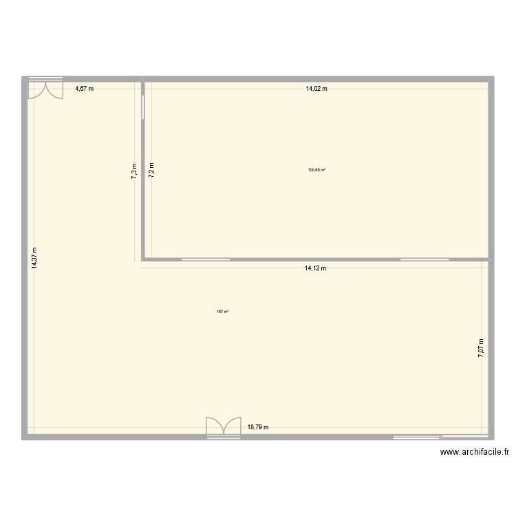 HGB initiative. Plan de 2 pièces et 268 m2