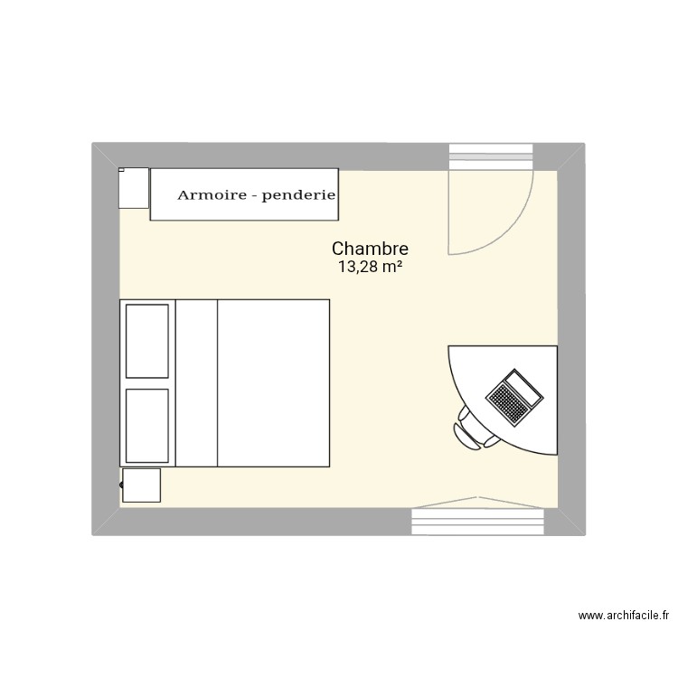 Chambre Tim. Plan de 1 pièce et 13 m2