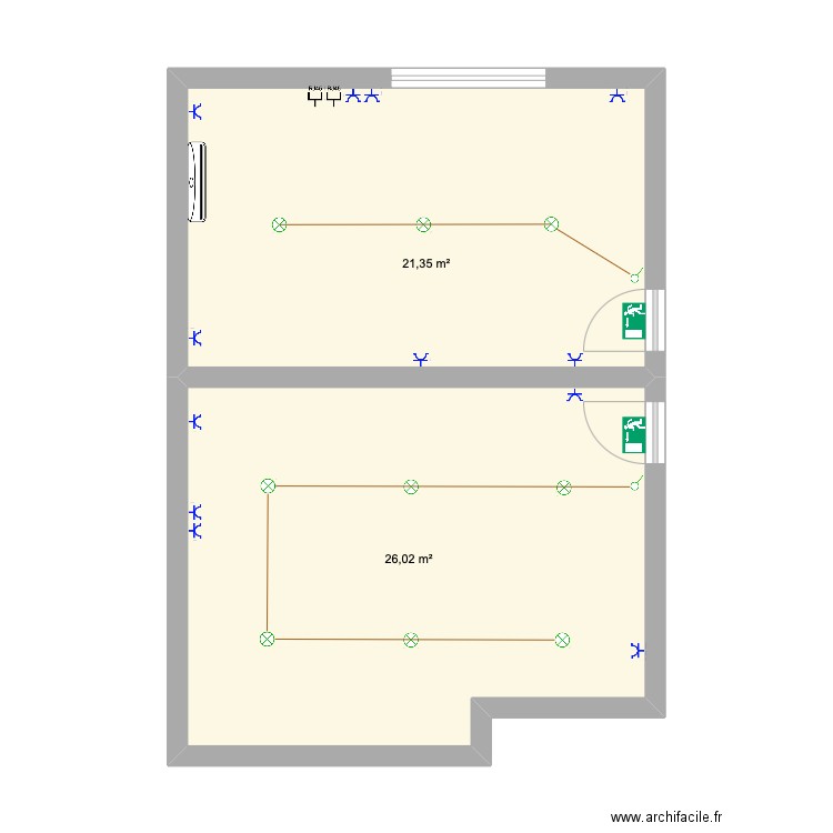 390. Plan de 2 pièces et 47 m2
