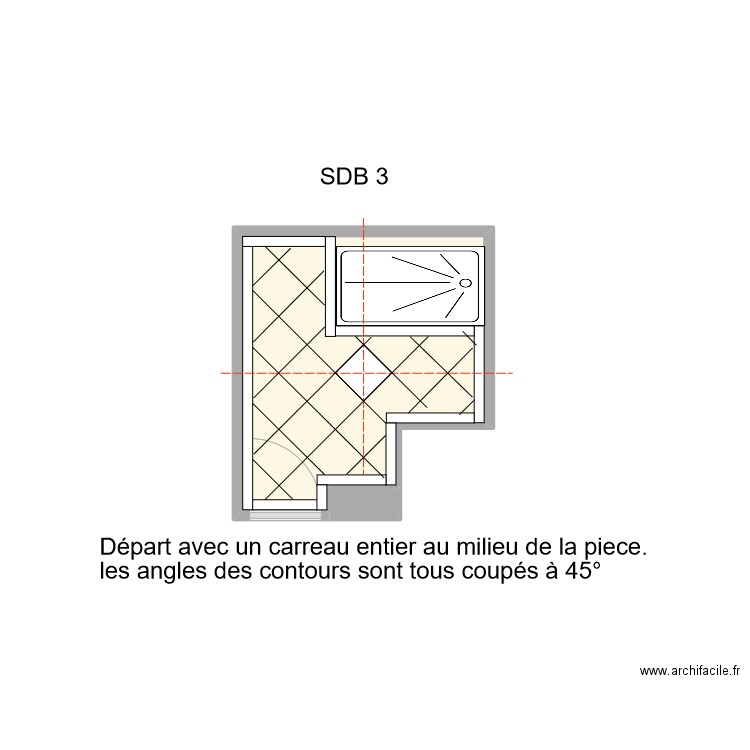 SDB 3. Plan de 2 pièces et 6 m2