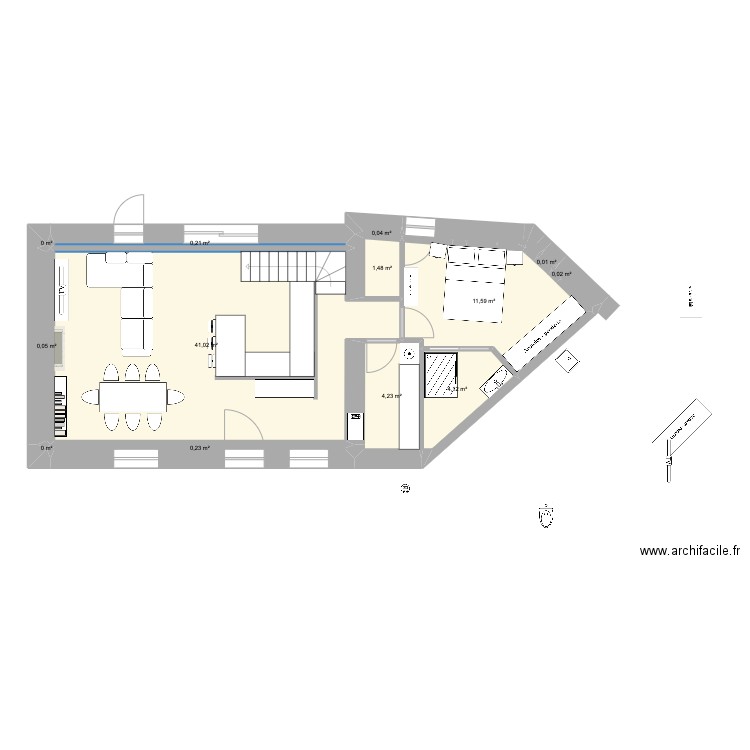 maison finale. Plan de 13 pièces et 63 m2