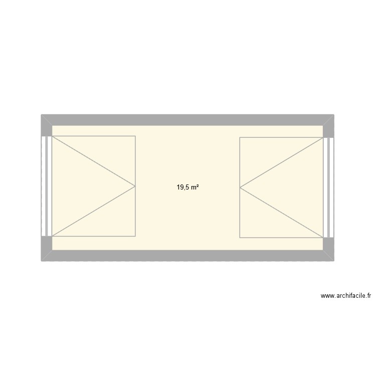 extension. Plan de 1 pièce et 20 m2