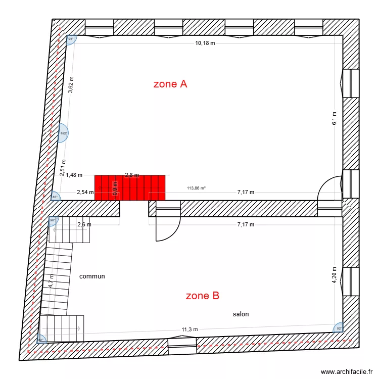 Bâtiment 1 1er étage renfort chevêtre. Plan de 1 Pièce et 114 m² Bâtiment 1 1er étage renfort chevêtre. Plan de 1 Pièce et 114 m²