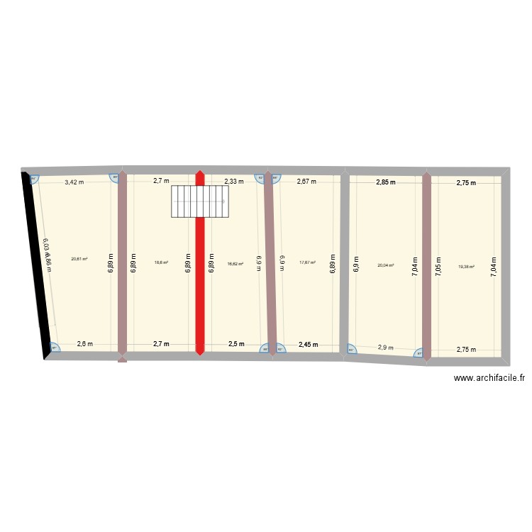 dalle. Plan de 6 pièces et 113 m2