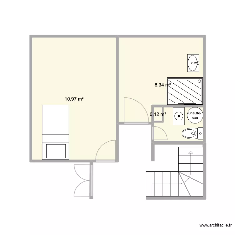 etage. Plan de 3  et 19 m²