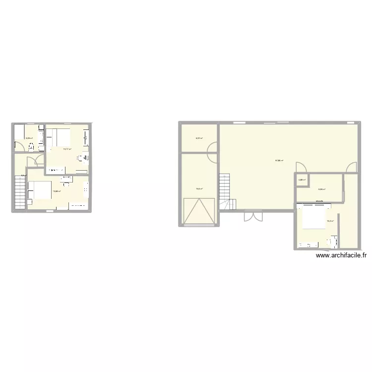 maison f. Plan de 10  et 144 m²