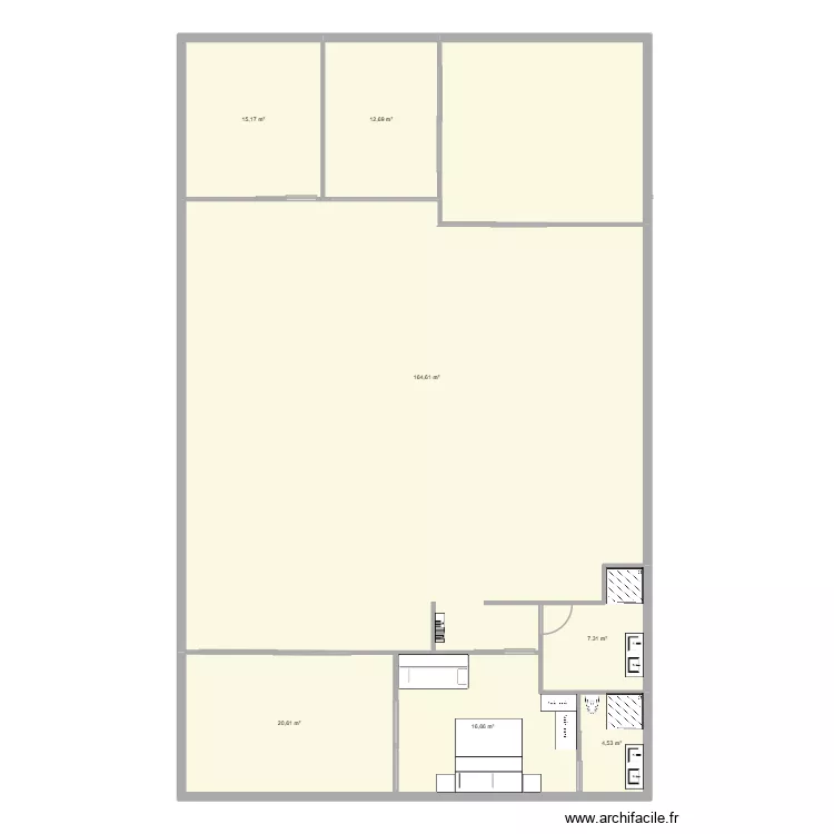 SOUS SOL. Plan de 7  et 242 m²