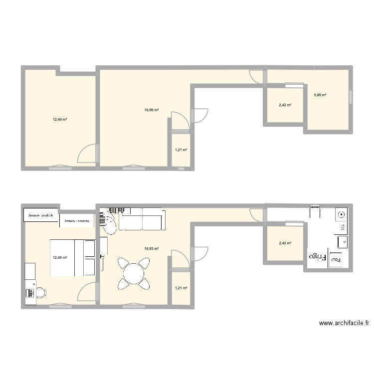 appart pixérécourt. Plan de 9 pièces et 72 m2