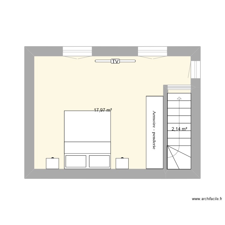 1er. Plan de 2 pièces et 20 m2