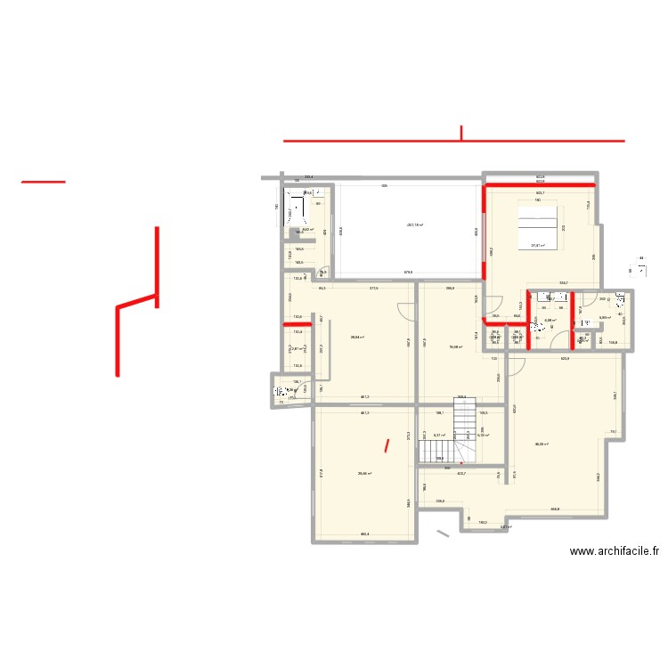 fin. Plan de 17 pièces et 221 m2