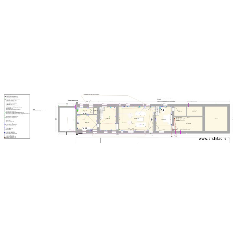 La Porte. Plan de 23 pièces et 374 m2