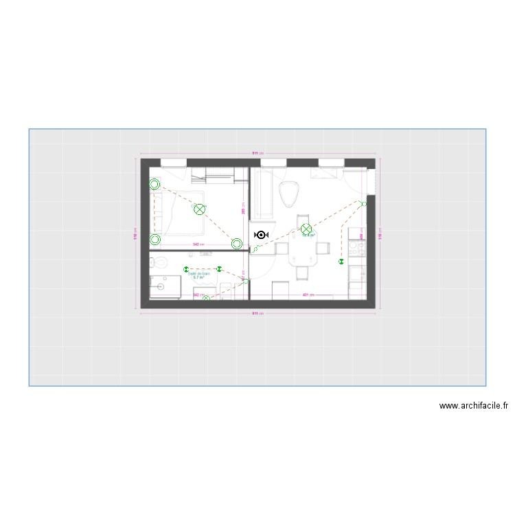 Pierre Vegas Appartement 1 éclairage. Plan de 0 pièce et 0 m2