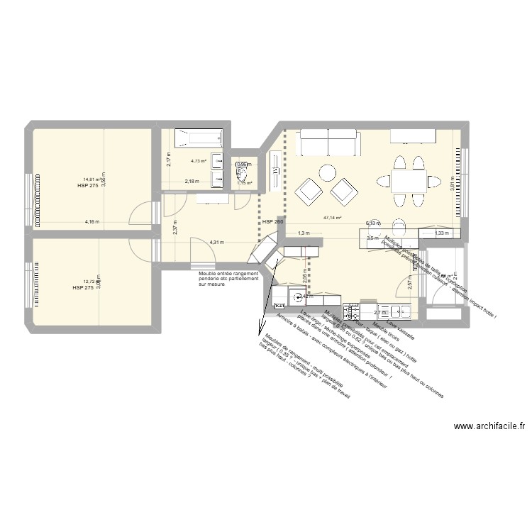 Général Médecin Derache. Plan de 10 pièces et 83 m2