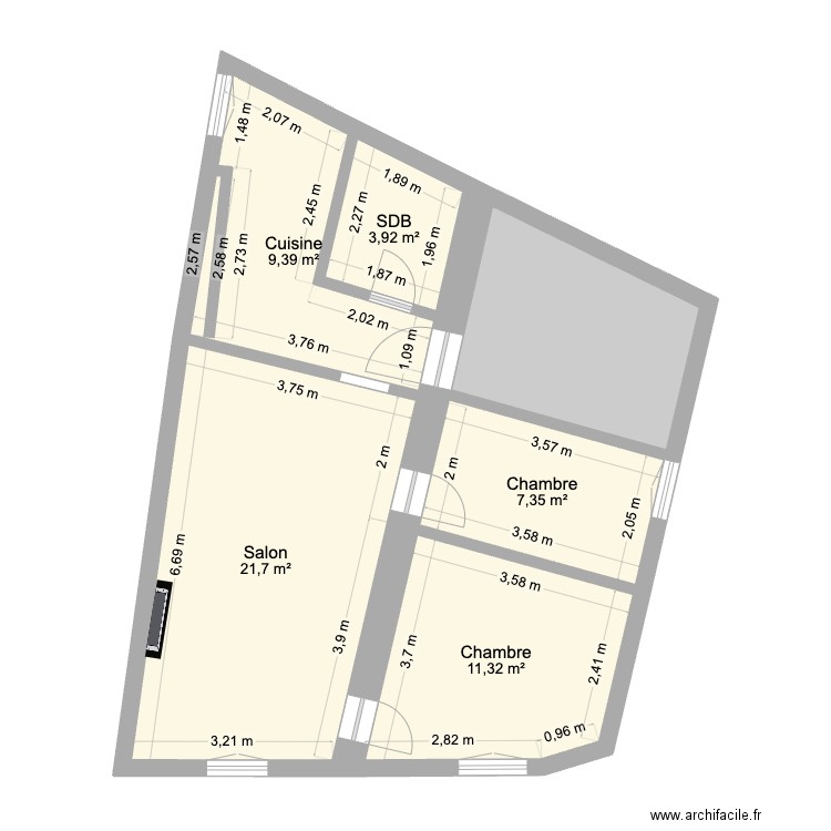 montel-2e. Plan de 6 pièces et 63 m2