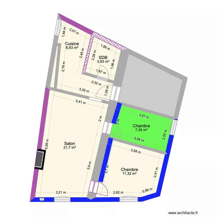 montel-2e. Plan de 7  et 63 m²
