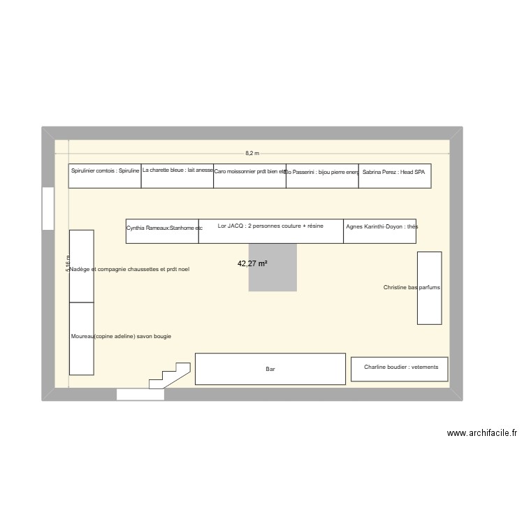 salle perrigny exposant. Plan de 1 pièce et 42 m2