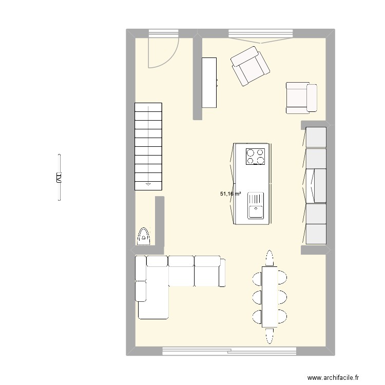 aménagement 1. Plan de 1 pièce et 51 m2