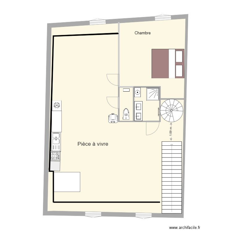 chauffage Appart sous toit. Plan de 3 pièces et 94 m2
