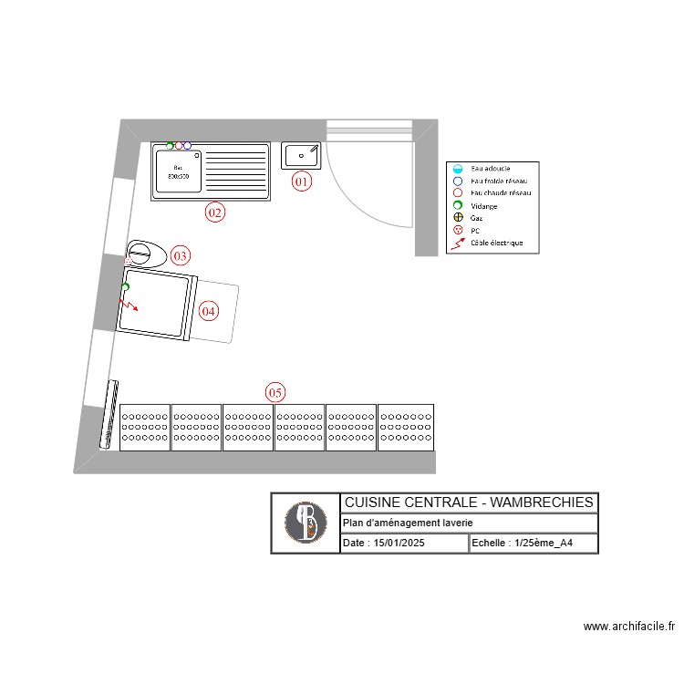 CUISINE CENTRALE - WAMBRECHIES. Plan de 0 pièce et 0 m2