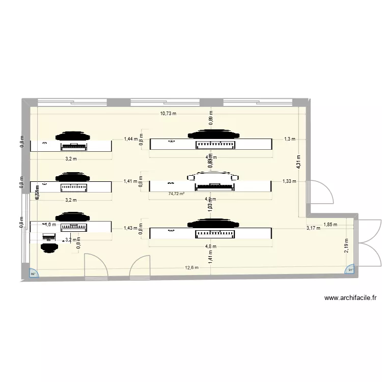 F39. Plan de 1  et 75 m²