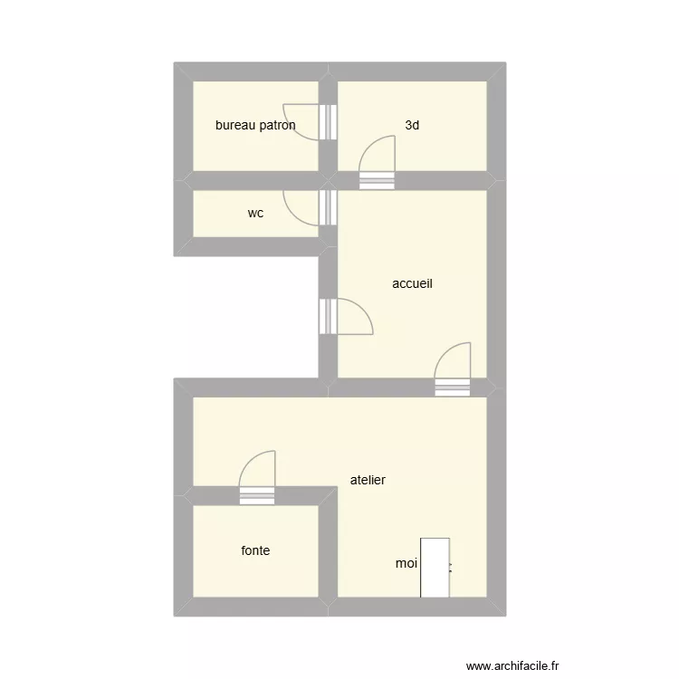 bij. Plan de 6 pièces et 22 m²