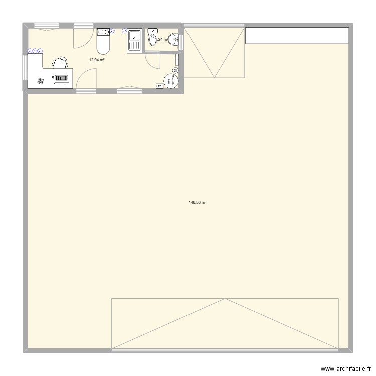 mini Bureau pour entrepôt ou autre. Plan de 3 pièces et 161 m2
