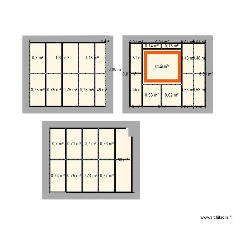 cuisine isolation. Plan de 41 pièces et 22 m2