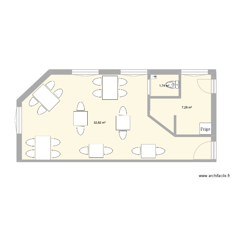 laragne resto. Plan de 3 pièces et 42 m2