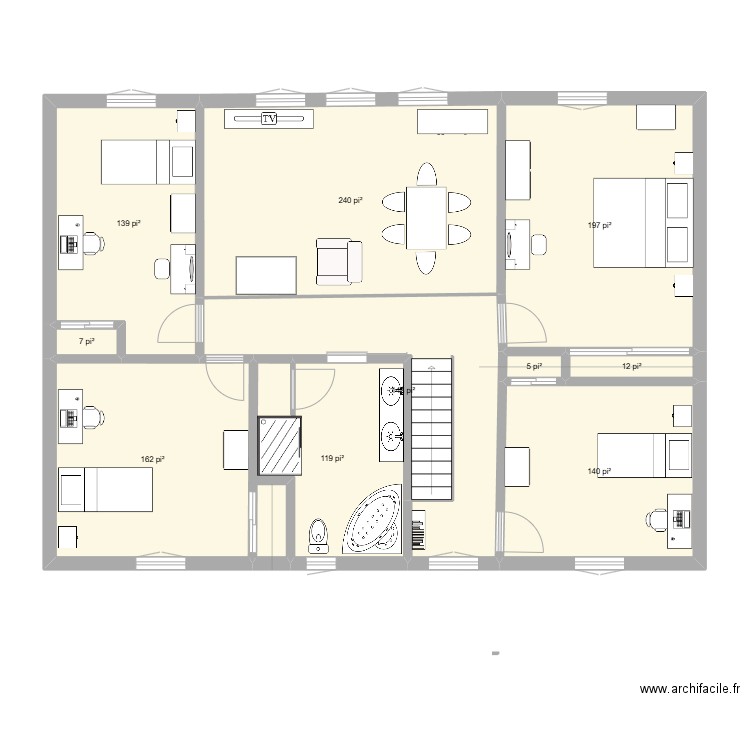 FG-24B. Plan de 10 pièces et 109 m2
