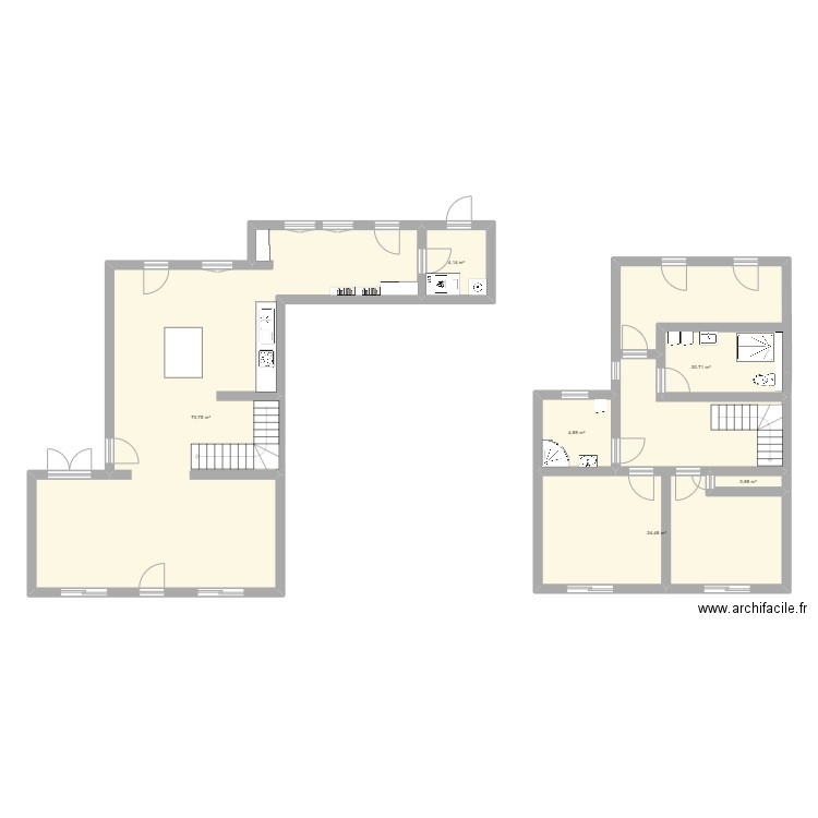 noe. Plan de 6 pièces et 136 m2