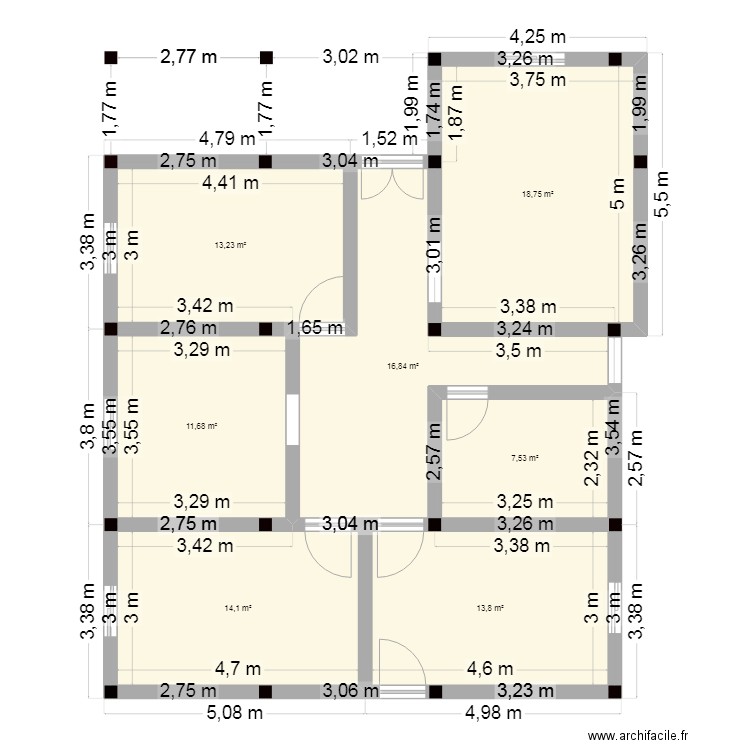 tttc. Plan de 7 pièces et 96 m2