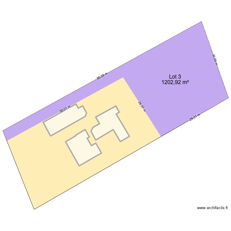 GARDIN St Jory lot 3. Plan de 3 pièces et 263 m2