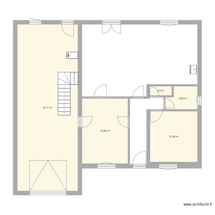 cycla2. Plan de 5 pièces et 70 m2