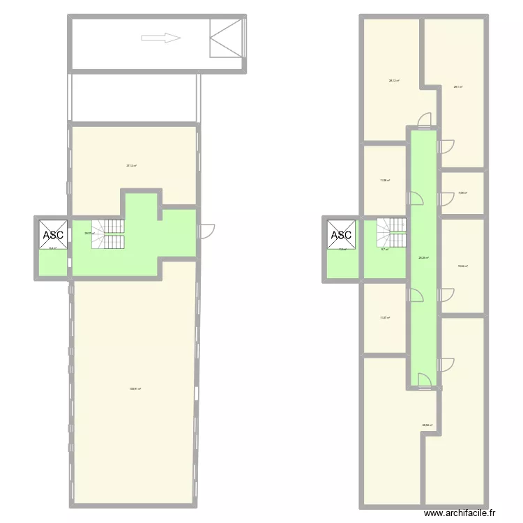 sdc antony. Plan de 14  et 394 m²