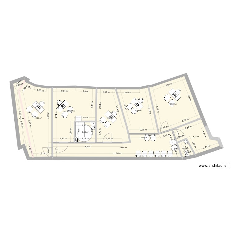 Pouillon 2 appartements. Plan de 10 pièces et 96 m2