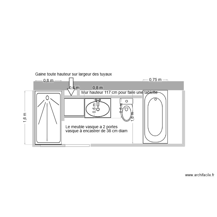 salle de bain. Plan de 0 pièce et 0 m2