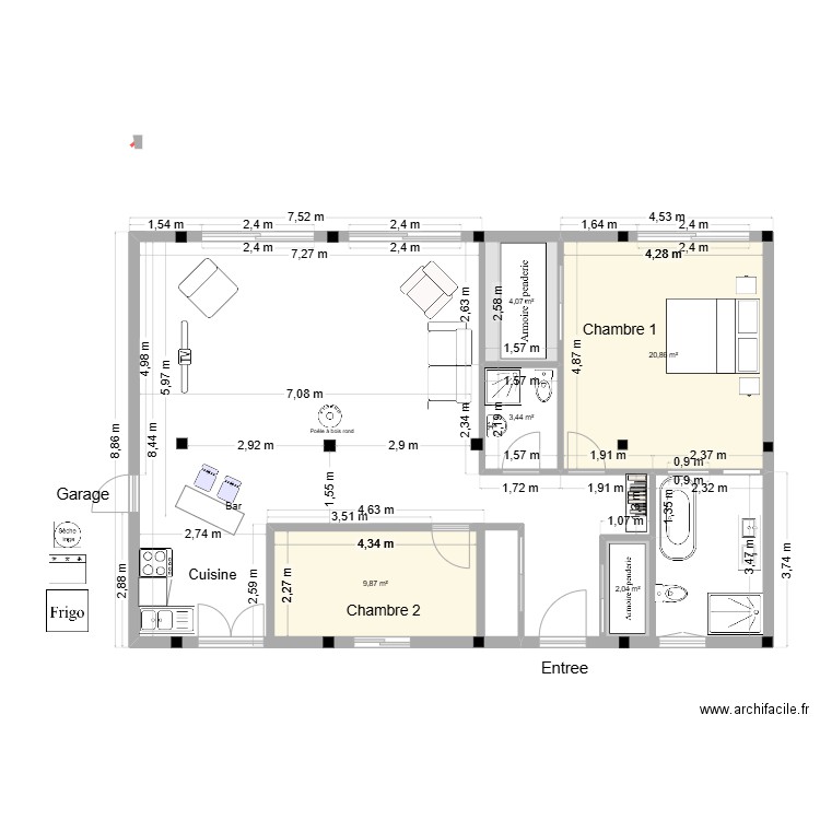 GAMBAIS_2. Plan de 5 pièces et 40 m2